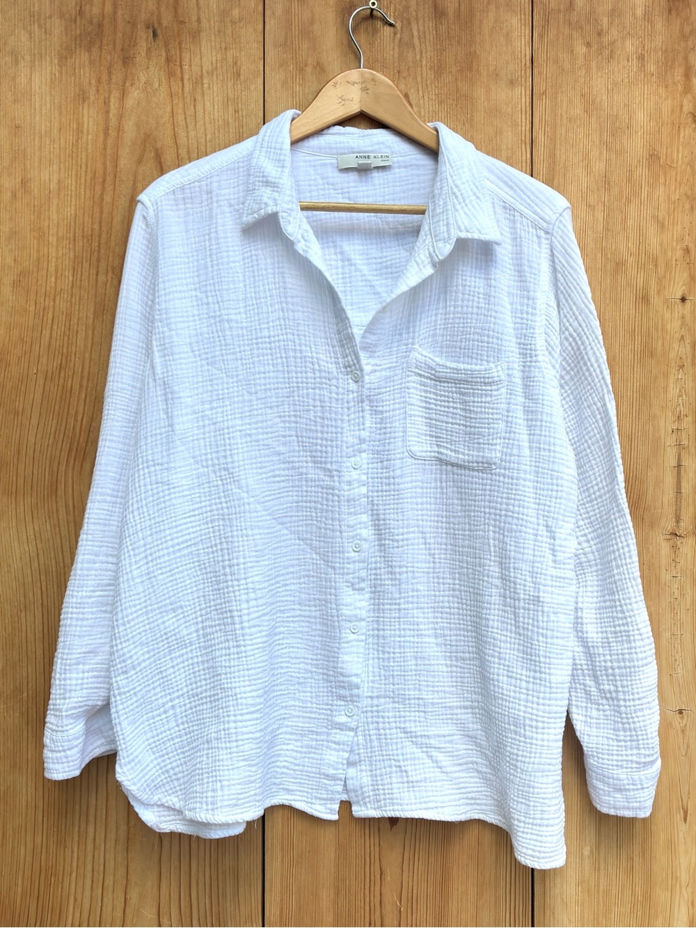 Anne Klein White Gauze Button Up Top Sz XXL